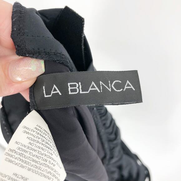 LA BLANCA Island Goddess One Piece Swimsuit 22W Black Multi-Strap Cross-Back - Picture 7 of 11